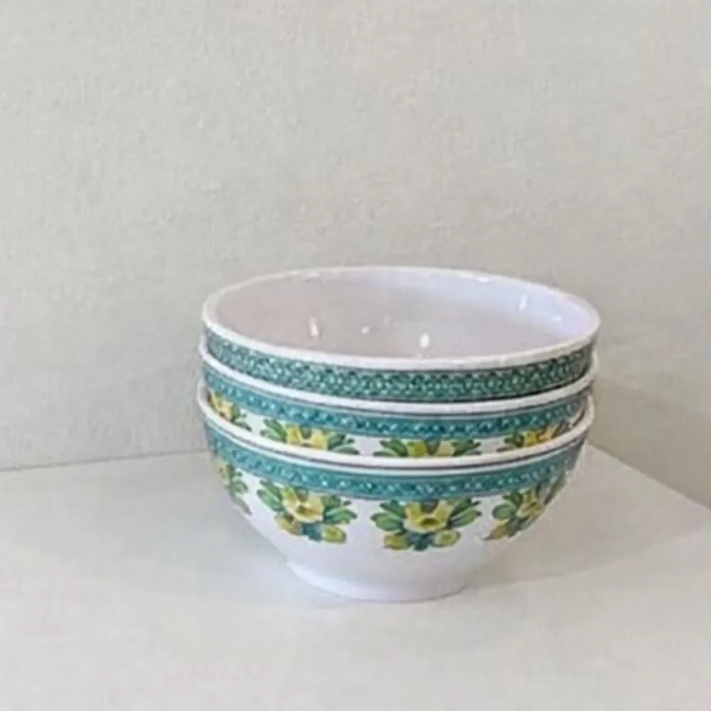 Set of 3 Spanish Style Floral Medallion Melamine Ceral Bowls 6” Dia 3